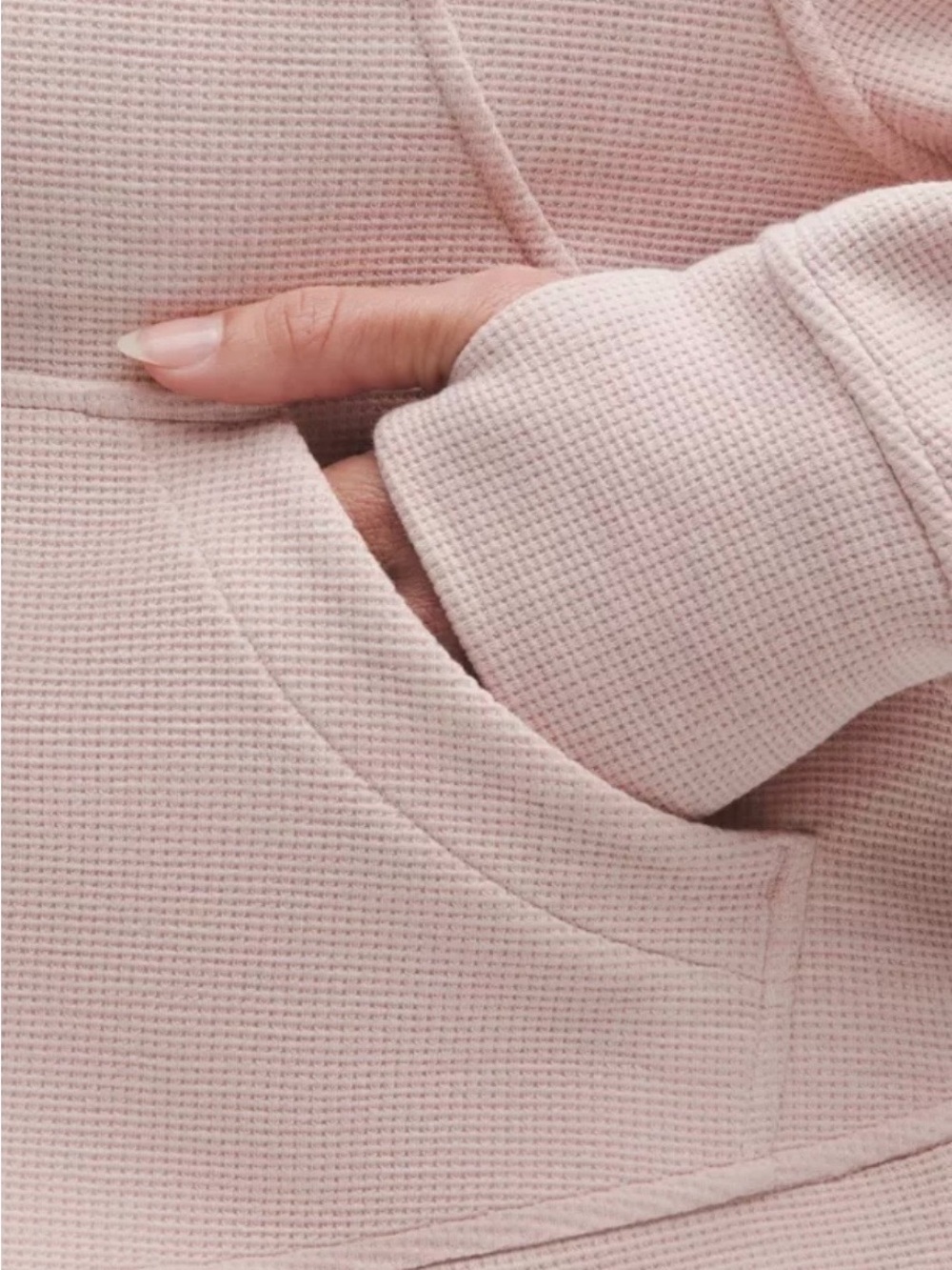 Light Pink Women's Zip-Up Hooded Sweatshirt and sweatpants set - Picture 4 of 5